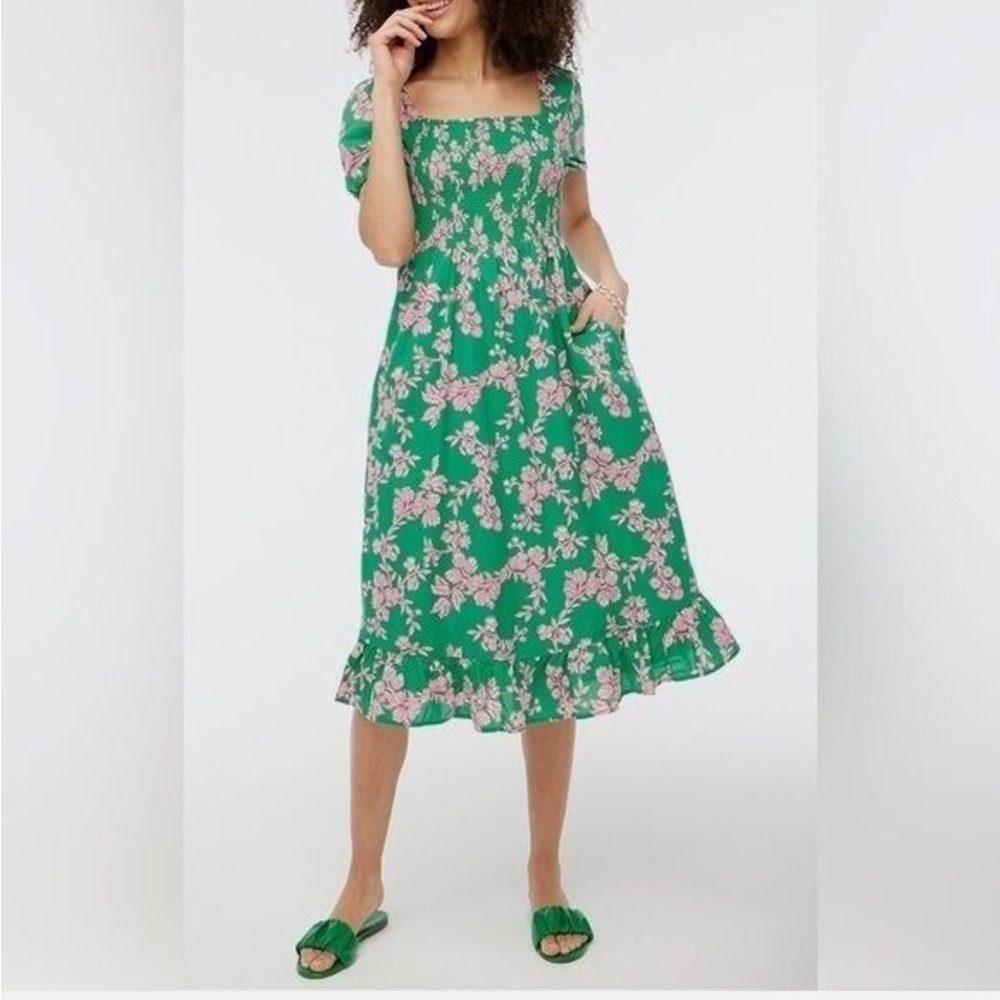 J Crew Cotton Floral Cottagecore Preppy Midi Dress Small